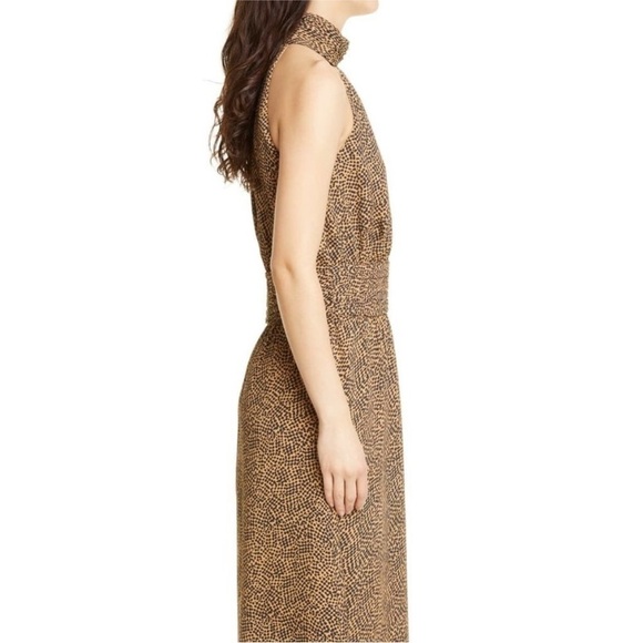 Joie Kehlani Oak Halter Neck Sleeveless Asymmetrical Animal Print Dress Sz6 NWT - Picture 3 of 10